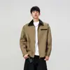 Primavera 2026 Nuevo Estilo Coreano de Moda Holgada Casual Cuello de Cuero Lavada Cremallera Chaqueta Moda para Hombre Top