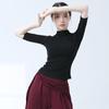 Ropa de Práctica de Danza Clásica, Top de Manga Larga con Cuello Semi Alto para Mujer, Ropa de Baile, Corte Ajustado, Entrenamiento Corporal Diario, Camiseta Básica Estilo Nuevo