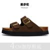 Maburon Primavera y Verano Retro Perezoso Planos Cuero Mate Birkken Corcho Pantuflas Una Palabra Altura Aumentada Playa Birkken Medias Pantuflas