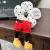 Flor de algodão de bolinhas bunda do Mickey elástico de cabelo intestino grosso boneco de desenho animado corda de cabelo acessórios de cabelo cabeça de bola cocar