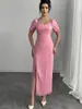 Amazon Cross-border Wildberries Comércio Exterior Vestido Elegante 2026 Verão Europeu e Americano Slim Manga Curta Longo
