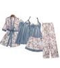 Ropa de casa para mujer transfronteriza, pijama sexy de cinco piezas con copa, pijama de seda de imitación en stock al por mayor