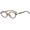 Gafas Estilo Similar a Zhang Yuanying Gafas de Empollón Estilo Coreano Ovalado Montura Pequeña Familia Miao Retro Estampado de Leopardo Lisas Gafas Lisas para Mujer