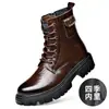 Nuevas botas Martin de piel de vacuno de capa superior, botas con cremallera lateral de moda, versátiles, overall boots, botas altas casuales de cuero, botas cálidas para hombre