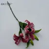 Flor Artificial 3D Lírio de Três Cabeças Filme de Impressão Flor Falsa Decoração de Casamento Buquê Enfeites para Sala de Estar de Casa Adereços para Fotos