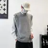 Nuevo Chaleco de Punto Estilo Coreano Otoño e Invierno 2025 Diseño Trendy Estilo Agujero con Cordón Chaleco Gris Holgado