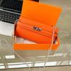 Cartera con patrón de lichi Kelly para mujer WOC, bolso de mano tipo clutch de piel de vaca de primera capa, billetera larga con cadena para hombro y bandolera
