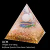 Pirámide de Cristal Natural de 8 cm Decoración Creativa para el Hogar Adorno Artesanal Bola de Cristal Envuelto en Resina Pirámide de Resina