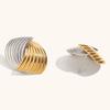 Europa y Estados Unidos venta caliente transfronteriza nicho personalidad simple acero inoxidable chapado en oro de 18 quilates geométrico abanico rayado cruz pendientes