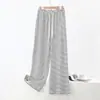 Moda Feminina Coreana Estilo 2026 Outono/Inverno Slimming Redutor de Idade Calça Casual Listrada Relaxada de Perna Larga com Forro de Fleece