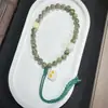 Pulseira Bodhi Estrela e Lua Sombra Verde de Hainan Contas Redondas Contas Budistas de Mão Pulseira de Brincar de Alta Qualidade para Homens e Mulheres Atacado