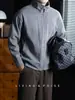 [Textura Sutil] Jaqueta de alta qualidade com zíper e gola alta para negócios masculina, uma jaqueta casual leve, luxuosa, quente e grossa para outono e inverno