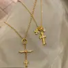 Collar con Colgante de Cruz de Purpurina Fina de Moda Lujo Nicho Gama Alta Cadena Versátil para Clavícula Venta al por Mayor