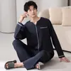 Pijama de hombre 2026 nuevo otoño algodón elástico manga larga talla grande conjunto de ropa para el hogar