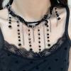Collar gótico de borlas de cristal oscuro multicapa enrollado Dulce Cool Spice Lujo ligero Alta gama Moda Cadena para clavícula Trendy
