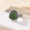 Anillo de Plata Yilu Jasper Plata Pura S990 Nube Auspiciosa Loto Buda Maitreya Diseño Estilo Chino Retro Vintage Anillo de Plata
