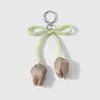 Llavero colgante para bolso de malla brillante tipo tulipán con lazo, fresco y dulce, estilo coreano, dopamina