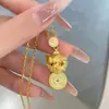 Livro Vermelho Douyin Mesmo Estilo de Wei Xue Pingente de Colar Pixiu com Microincrustação de Diamante Ouro Areia Moeda Antiga de Cobre Colar Pixiu