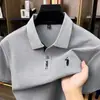 [Bordado de Algodón Puro] Camisa Polo de Algodón Puro de Verano para Hombre con Cuello, Polo Casual Transpirable de Manga Corta