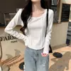 Camiseta de manga larga acanalada y engrosada estilo coreano con diseño de espina de pez para mujer, nueva camiseta base ajustada para otoño e invierno 2026