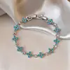 Pulseira Flor de Zircônia Banhada a Prata Azul, Estilo Fresco e Simples, Luxo Leve, Sensação de Alto Padrão, Joias de Designer Femininas