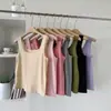 Ropa Zheng Qite/Otoño 2026 Cuello Cuadrado Espalda Cruzada Cuello en U Camisola de Seda Tejido de Seda Top Camisola Pequeño para Mujer Verano Color Sólido Hermoso