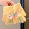 Luvas de Meio Dedo Infantis de Inverno, Luvas Quentes de Tricô Pelúcia Sem Dedos, Acessórios de Mão Fofos de Desenho Animado com Tampa Flip para Meninas