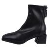 Botas de Moda de Punta Cuadrada Negra Versátiles de Tacón Grueso para Mujer 2025 Nuevas de Verano Aumentadoras de Altura Botines Estilo Británico