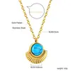 Set de Joyería de Acero Inoxidable de Lujo Ligero de Moda de Venta Caliente Transfronteriza con Collar de Piedra Natural y Aretes, Anillo de Acero Inoxidable de Gama Alta de Nicho para Mujer