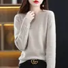 Senso de Design Simples Cor Sólida Padrão de Punho Horizontal Gola Redonda Vazada Slim Fit Emagrecedor Novo Suéter Tricotado 100% Lã