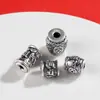 Accesorios de Joyería de Plata Pura 999 con Cuentas Redondas Grabadas con el Mantra de Seis Palabras, Cuentas Espaciadoras, Cuentas para Cintura, Cuentas de Barril, Cuentas Sueltas para Bisutería DIY