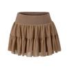 Estilo Europeo y Americano Dulce y Picante Falda de Pastel de Malla Falda de Tenis Verano Nuevo Cintura Alta Adelgazante Anti-Exposición Falda Corta Media Falda para Mujer
