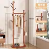 Perchero de Madera Maciza para Sala de Estar del Hogar Estante de Almacenamiento de Pie Perchero Interior Multifuncional Perchero para Ropa de Cama de Dormitorio