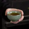 Juego de Té Kung Fu de Cinco Elementos de Cerámica Ge, Taza Individual, Taza de Maestro, Taza Personal Grande de Cerámica para Degustación, Caja de Regalo, Regalo al por Mayor