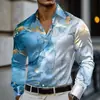 Camisa casual de manga larga estampada con cuello camisero transfronteriza, nueva moda trendy para hombre
