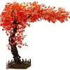 Árbol de Arce Rojo Simulado Adorno de Árbol de Pie Forma de Árbol de Arce Grande Planta Verde Falsa para el Hogar Alta Artificial