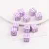Cuentas acrílicas de patrón a cuadros versátil y colorido con agujeros rectos para pulseras de cuentas DIY, coleteros y accesorios de joyería