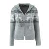 Exportación Transfronteriza Ropa de Mujer Otoño 2025 Estilo Europeo y Americano Chaqueta de Punto Jacquard + Traje de Falda de Punto para Mujer C36754/2