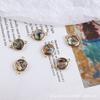 Acessórios de joias artesanais faça você mesmo Vintage Alloy Edge Embedded Bob Round Double Hanging Drops Brincos Colar Material