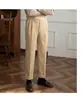 Calça Cropped de Veludo Tendência Coreana Versátil Outono e Inverno com Caimento Calça Casual Reta Masculina Transfronteiriça