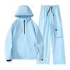 Conjunto de esquí de suéter de colores brillantes azul Barbie moderno y asequible para mujer, pantalones de esquí a prueba de viento e impermeables con polaina para la nieve