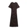 Comércio Exterior Transfronteiriço Roupas Femininas 2026 Novos Produtos Estilo Europeu e Americano Moda Casual Elegante Vestido Longo Plissado 3253317