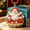 Nova corrente com pingente de Buda Maitreya em esmalte estilo chinês, apresentando uma base em forma de lótus e um design de Buda sorridente, adequada para homens e mulheres, e servindo como um amuleto de proteção para paz e segurança.