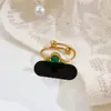 Anel de Trevo de Quatro Folhas da Sorte Feminino Luxo Leve Design de Nicho Personalidade Abertura Ajustável Diamantes Brilhantes Exquisito Fashionável Retro Anel de Dedo Atacado