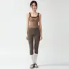 Top de yoga tipo dos piezas para mujer con cuello cuadrado, tirantes anchos de contraste, copas incorporadas y diseñado para usarse sin sujetador, adecuado para deportes al aire libre