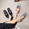 6322 Sapatos de Salto Alto Huidong Yixinda Sandálias Fechadas com Lantejoulas Brilhantes de Uma Tira Chinelos Mule Estilo Verão para Uso Externo