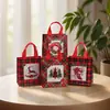 Nueva Bolsa de Compras Navideña de Tela No Tejida a Cuadros Rojos Caricatura de Reno Azúcar Bolsa de Dulces Navideños Bolsa de Regalo para Galletas