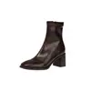 Botas Elásticas Super Stretch Femininas Salto Alto Bloco Botas Emagrecedoras Outono Inverno Novo Bico Quadrado Zíper Lateral Forro de Couro Genuíno Botas de Cano Curto Elásticas Femininas