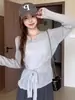 Padrão Exclusivo Vazado, Design Respirável com Amarração, Blusa Cover-Up Elástica Ajustável, Peça de Roupa Leve e Estilosa para Primavera e Verão