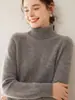 Suéter de cashmere de gola alta para mulheres, pulôver, cor sólida, malha de cor pura dupla camada espessada, suéter base tricotado